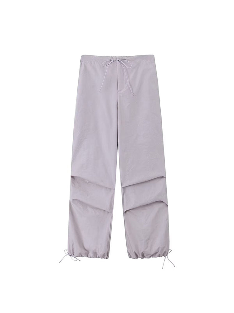 Parachute Cargo Pants Jogging Trousers High Elastic Waist Female Lady Boot Cut