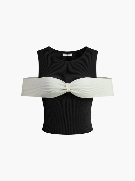 Bow-trim Stretch Sweater Vest
