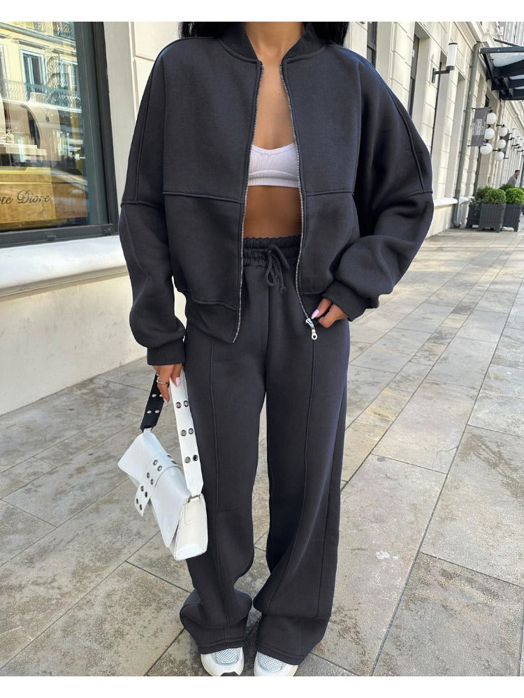 Tossy Autumn 2 Piece-set Tracksuit Trousers Outfits Female Slim High Waist Drawstring Clothes Loose ’s Pants Sets