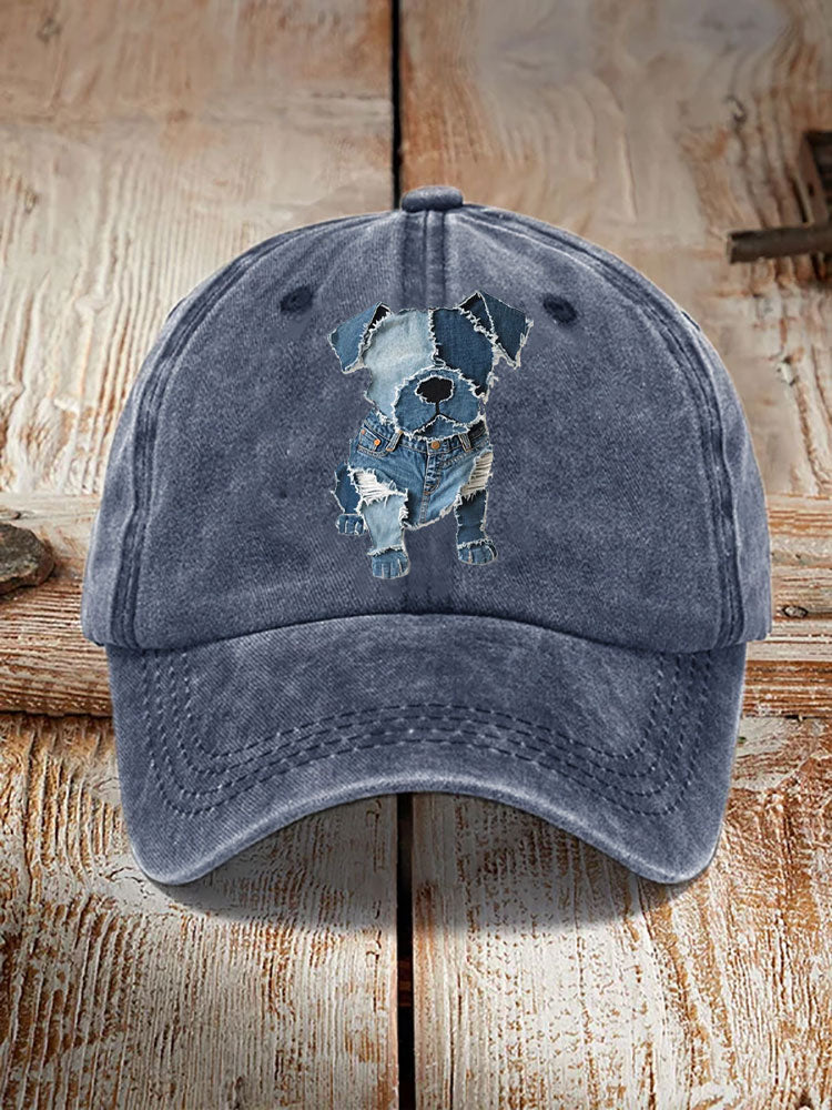 Unisex Funny Denim Dog Print Hats artswardrobe