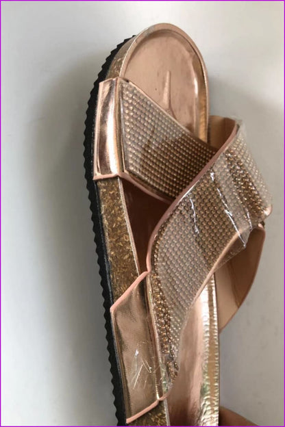 Gold/silver Blingbling Diamond Flat Sandals F169