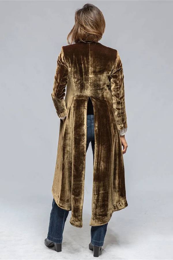 Velvet Long Loose Pocket Slit Coat