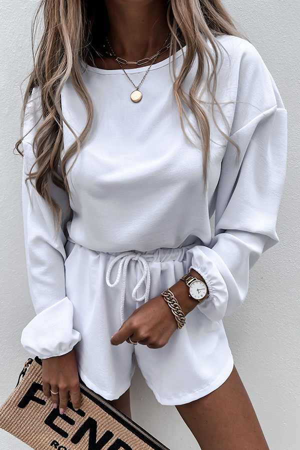 Street Split Joint O Neck Long Sleeve Two Pieces