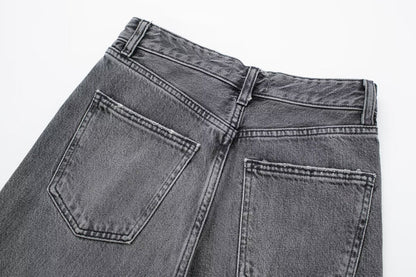Fall Clothing Wide Leg Mid Waist Long Jeans – High Waisted Denim Pants