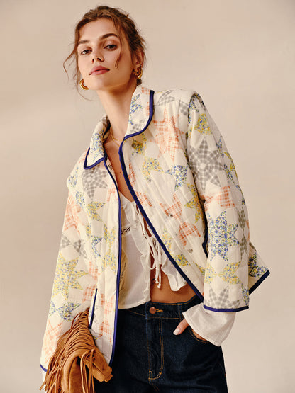 Boheme Printed Contrast Trim Winter Coat