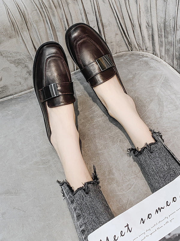 Shallow Cut Square-toe Loafers