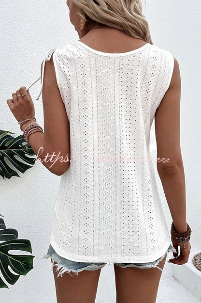 All About Spring Button Up Hollow Out Tank Top