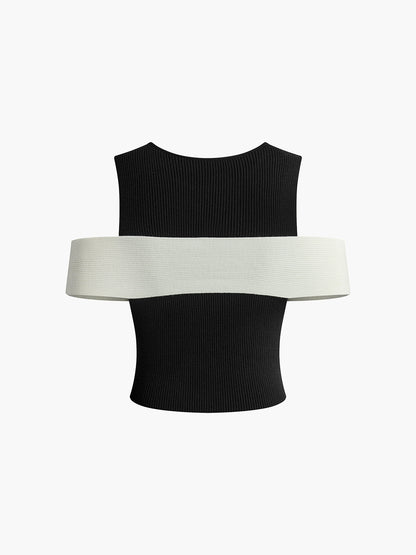 Bow-trim Stretch Sweater Vest