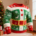 Comstylish Men's Funny Christmas Pattern Flannel Sweatshirt