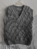 Men's Vintage Trees Jacquard Cozy Knit V Neck Vest elevenforest