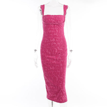 Summer Socialite Dress Fashionable Jacquard Chest Showing Camisole Dress
