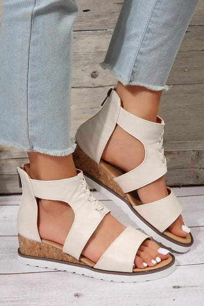 White Leather Gladiator Sandals