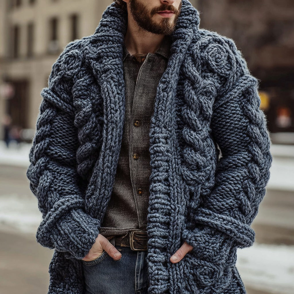 Men's Vintage Fair Isle Knit Warm Long Cardigan elevenforest