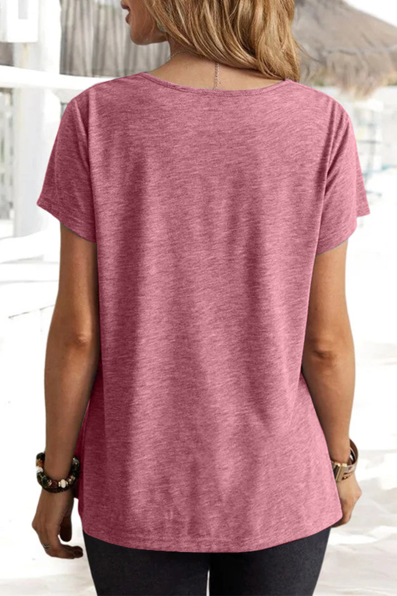 Daily Asymmetrical U Neck T-shirts(5 Colors)