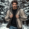 Men's Vintage Celtic Knot Jacquard Chunky Knit Cozy Zip Up Cardigan Sweater elevenforest