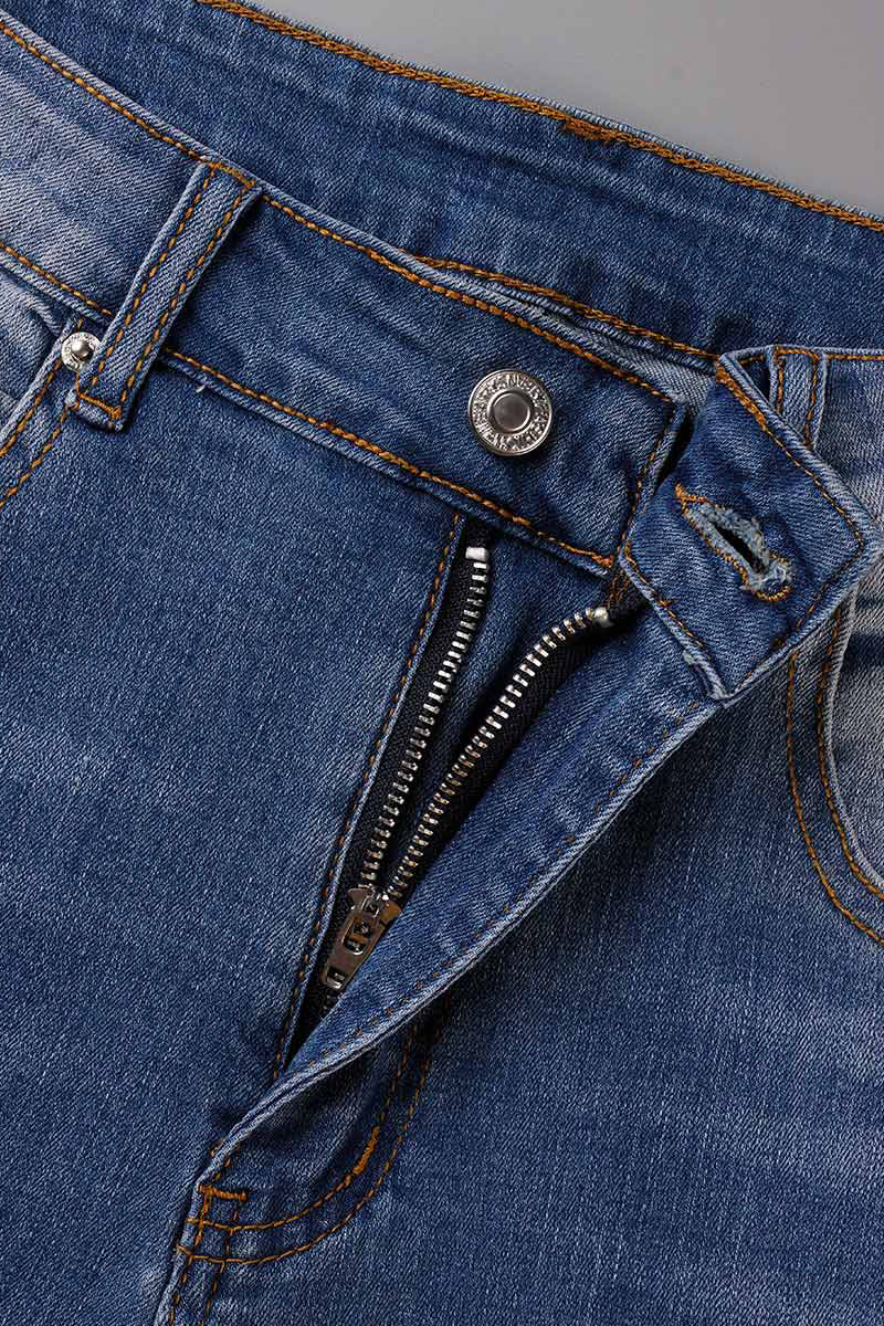 Street Patchwork Ripped Straight Denim Jeans(4 Colors)