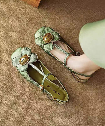 New Retro Green Splicing Walking Sandals Aa036