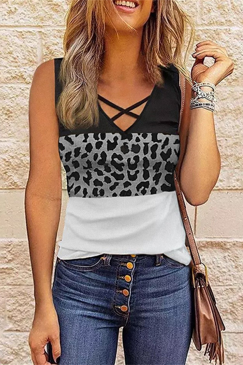 Street Leopard Printing V Neck T-shirts(3 Colors)
