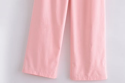 French All Match Decorated Row Button Vest Top Wide Leg Pants Suit Crisscross – ’s Set