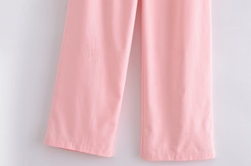 French All Match Decorated Row Button Vest Top Wide Leg Pants Suit Crisscross – ’s Set