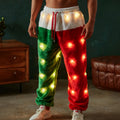 Comstylish Men's Fun Christmas Lights Color Block Comfortable Plush Sweatpants