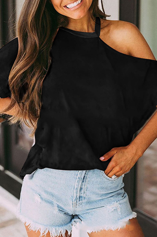 Split Joint Asymmetrical Collar T-shirts(7 Colors)