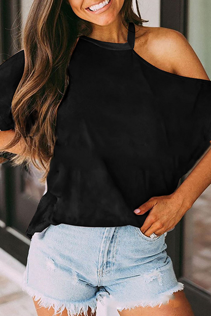 Split Joint Asymmetrical Collar T-shirts(7 Colors)