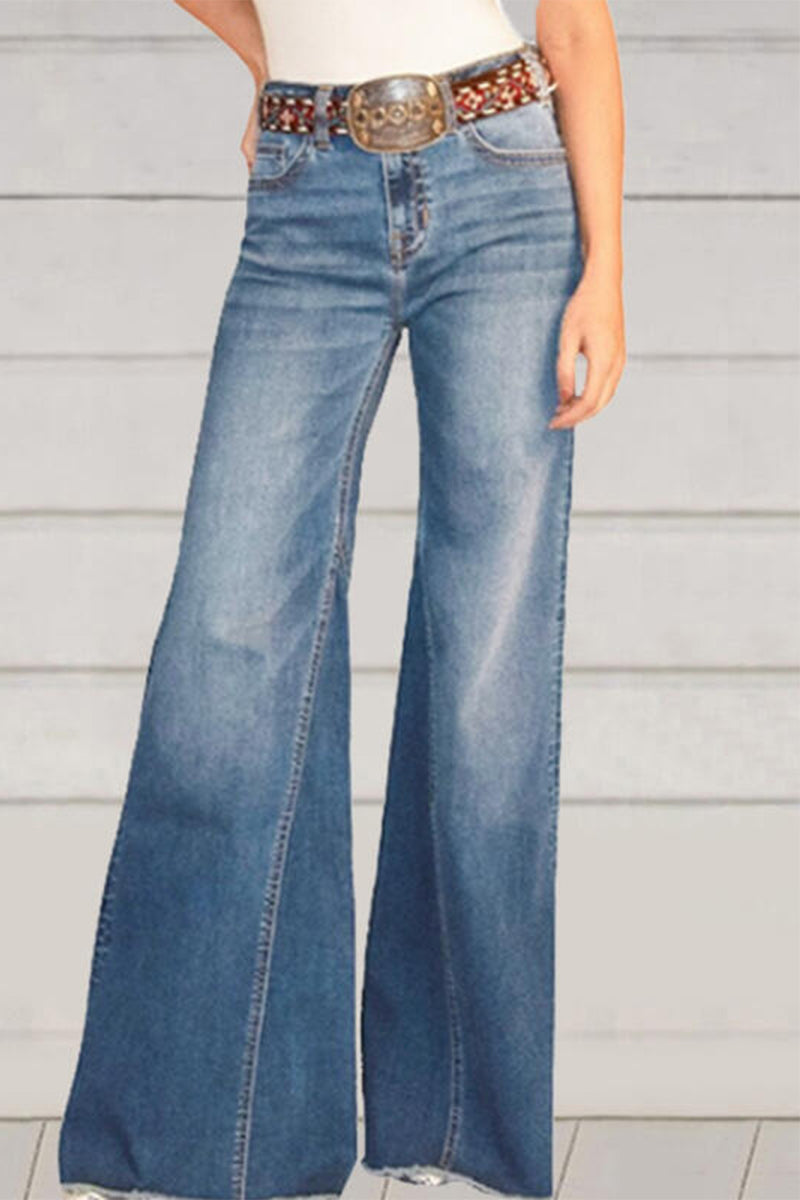 Street High Waist Regular Denim Jeans(no Belt)
