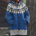 Vintage Iceland Knitted Print Hooded Cardigan Sweater elevenforest