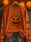 Women's Halloween Pumpkin Printed Hooded Sweatshirt artswardrobe