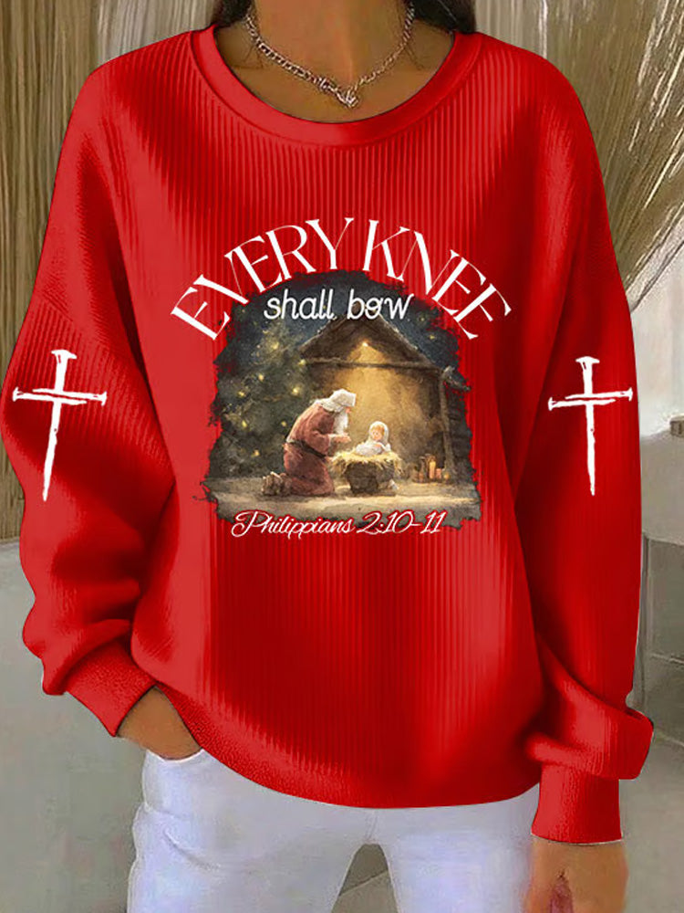 Comstylish Women's Every Knee Shake Print Crew Neck Sweatshirt