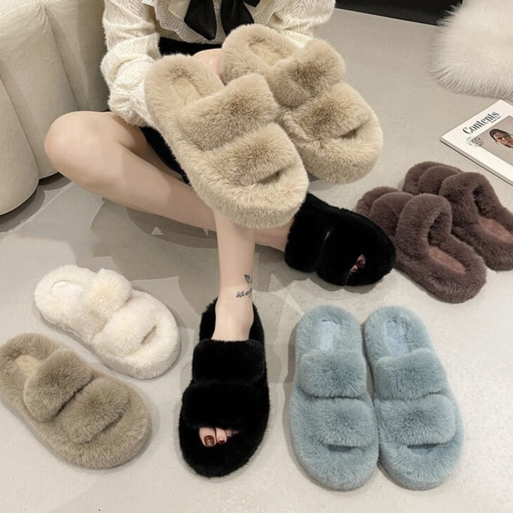 Ella Faux Fur Slides Sandals - Buy 1 Get 1 Free