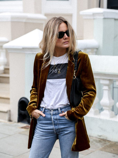 New Color Suit Cardigan Mid-length Jacket