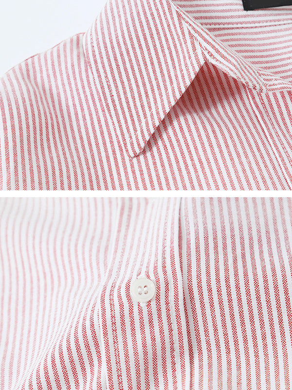 Urban Loose Striped Lapel Collar Blouses&shirts Tops