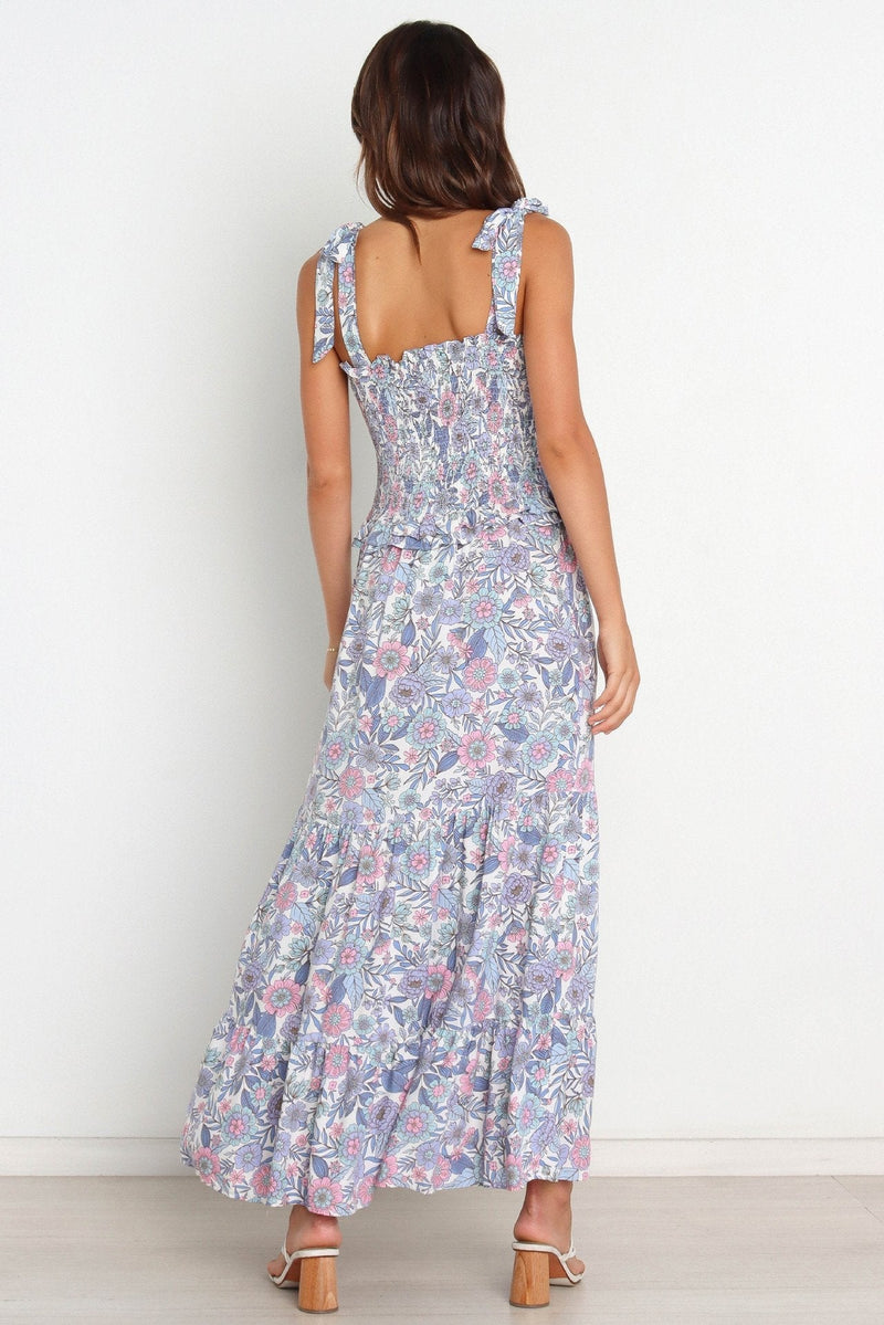 Elanore Printed Shirred Bodice Maxi Dress