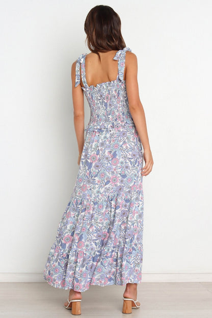Elanore Printed Shirred Bodice Maxi Dress