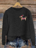 Comstylish Christmas Dog Art Embroidery Cozy Sweater