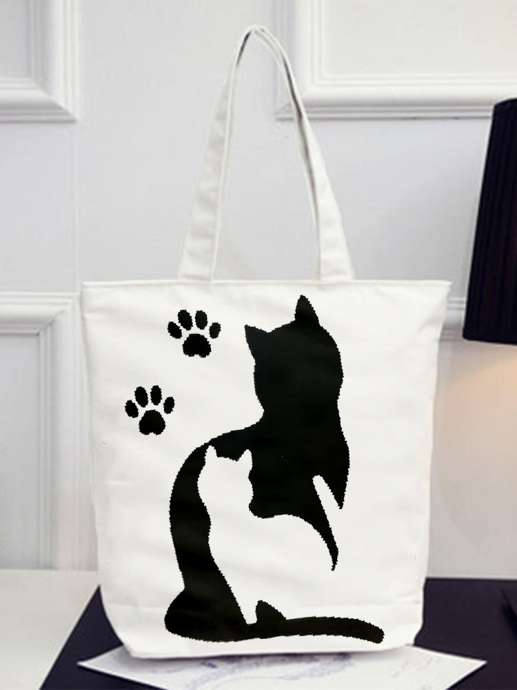 Lovely Cats & Paws Graphic Tote Bag elevenforest