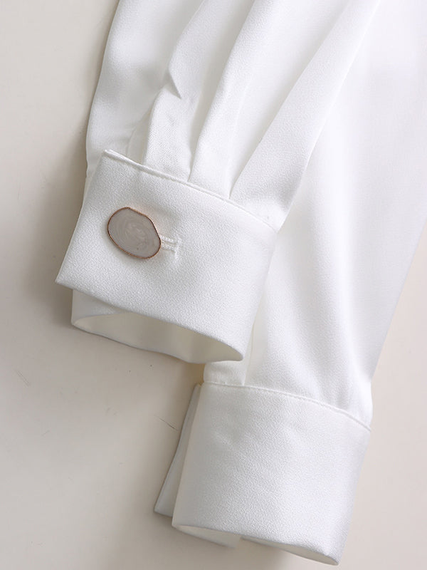 Long Sleeves Loose Color Round-neck Blouses&shirts Tops