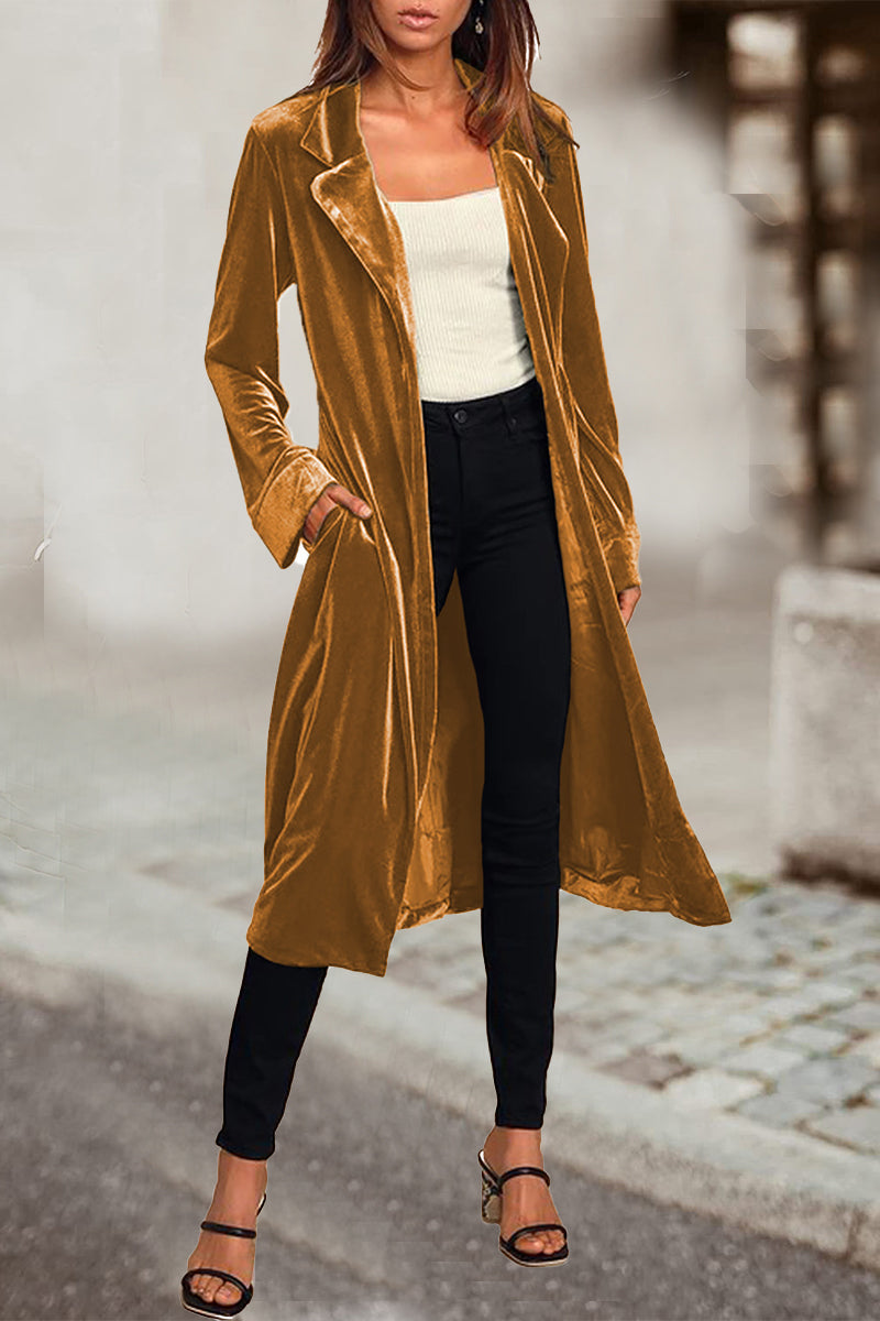 British Style Pocket Turn-back Collar Outerwear