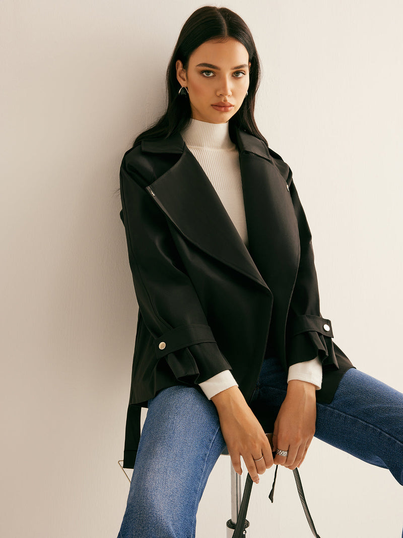 Lapel Belted Trench Coat