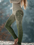 Vintage Irish Celtic Cross Comfy Knit Leggings artswardrobe