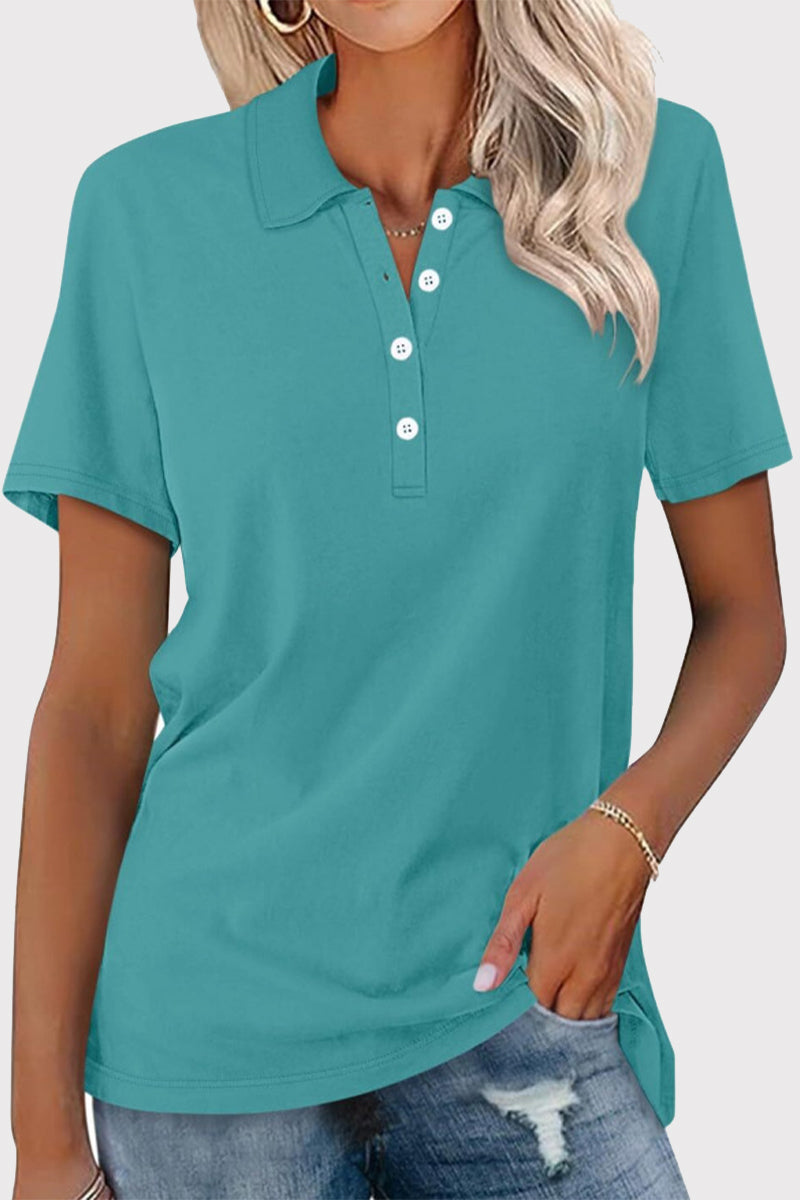 Simplicity Buckle Turndown Collar T-shirts