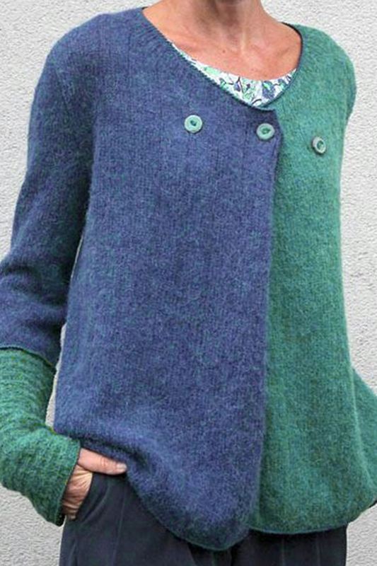 Color Lump Buttons V Neck Cardigans(4 Colors)
