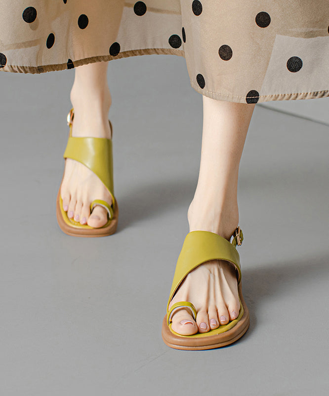 Boutique Splicing Sandals Green Genuine Leather Peep Toe Oi037