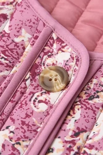 Print Crew Neck Padded Coat
