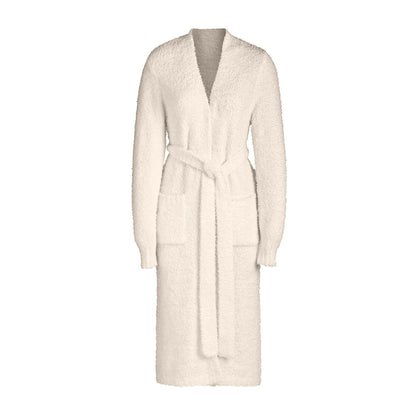 Fluffy Set Clothes Plush Lace-up Long Cardigan Belted Bathrobe Homewear Coat
