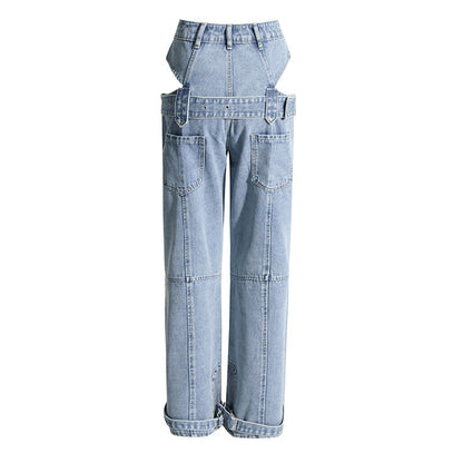 Spring Cropped Overalls Trousers for – Straight Leg Pants Design