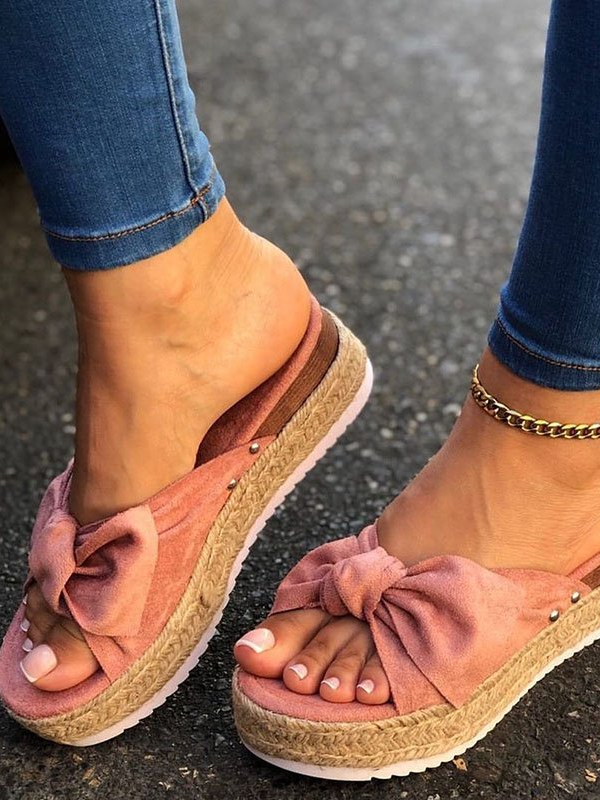Summer Bowknot Comfy Slip on Sandals Ve14