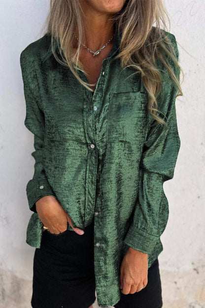 Sequined Turndown Collar Tops